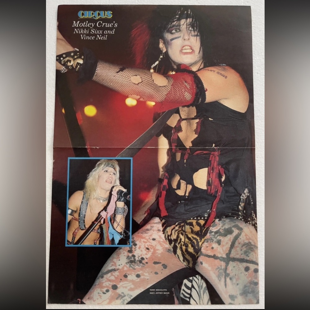 Vintage Motley Crue Nikki Sixx & Vince Neil Pinup Centerfold